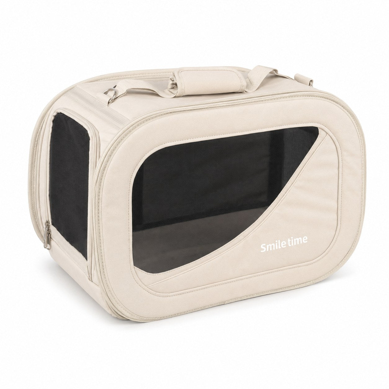 Smile Time Premium Cat Carrier Bag for Cats & Small Dogs | Lightweight Travel Pet Bag with Breathable Mesh, Safety Strap & Shoulder Carry Design