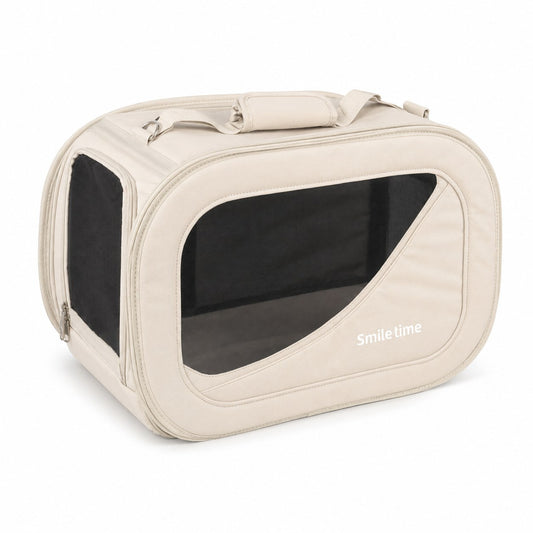 Smile Time Premium Cat Carrier Bag for Cats & Small Dogs | Lightweight Travel Pet Bag with Breathable Mesh, Safety Strap & Shoulder Carry Design