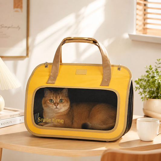 Luxury PU leather pet carrier bag for cats and small dogs