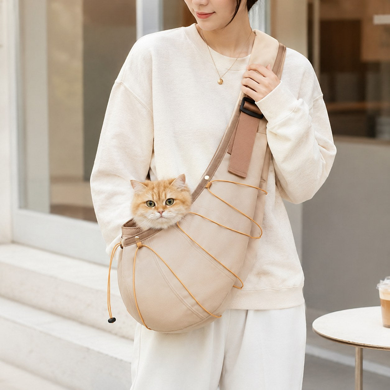 Premium Crossbody Cat Carrier Bag | Lightweight Breathable Pet Sling Bag for Cats & Small Dogs Travel