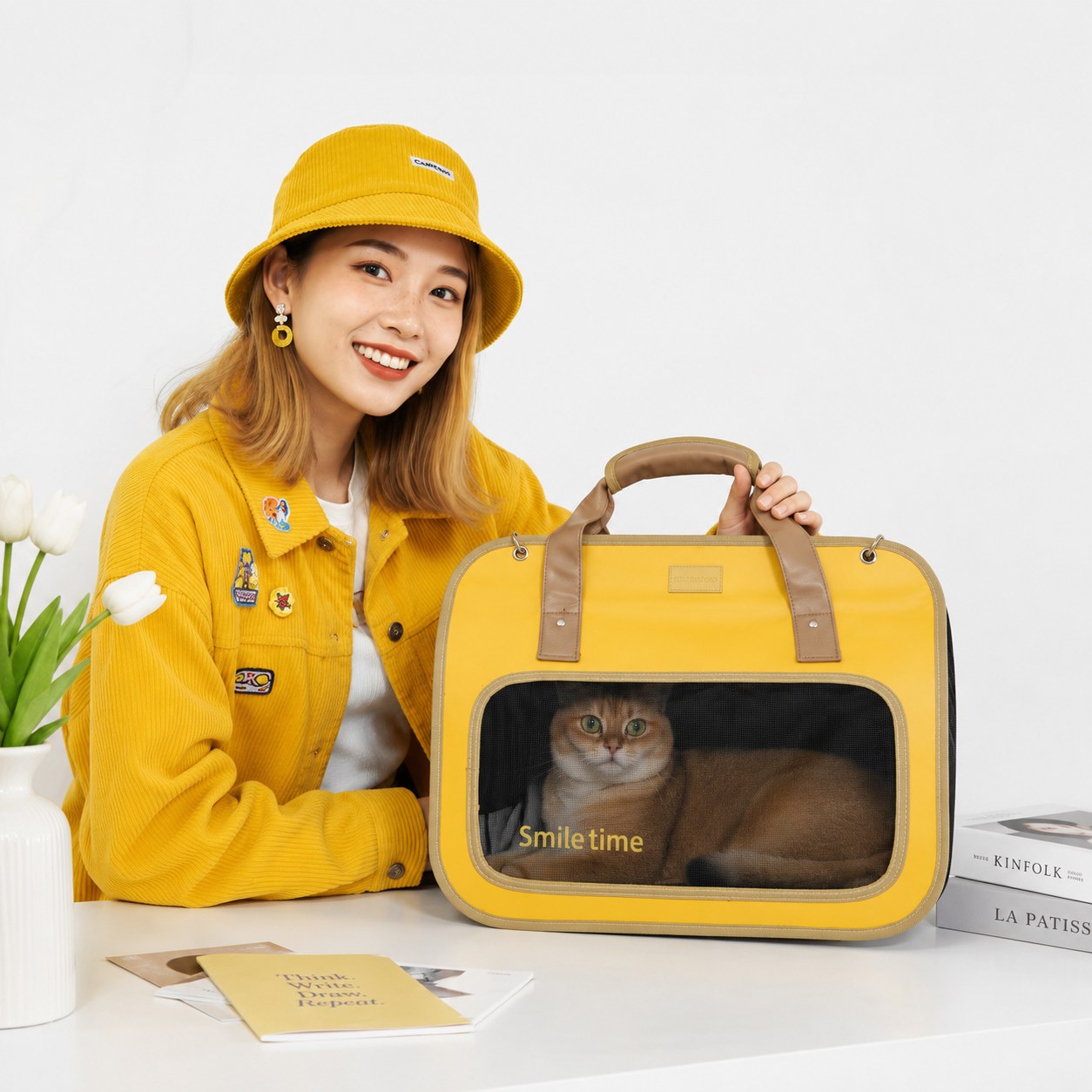 Luxury PU Leather Pet Carrier Bag for Cats & Small Dogs | Breathable Travel Tote with Large Window, Spacious Storage & Safety Design