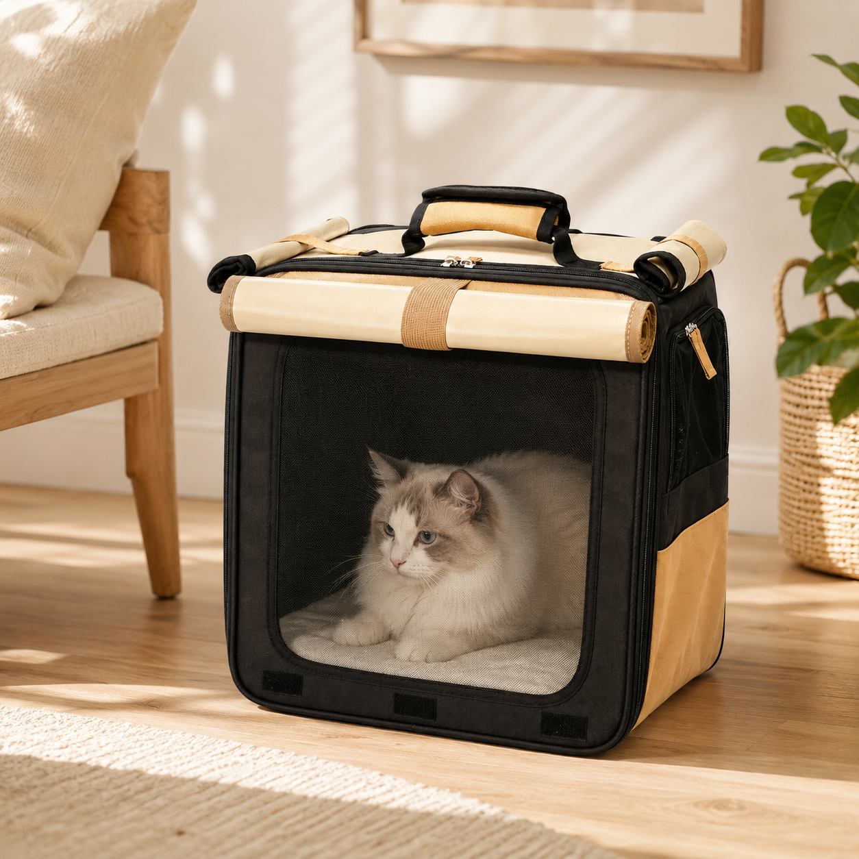 Smile Time Premium Cat Carrier Backpack for Cats & Small Dogs | Lightweight Foldable Pet Travel Bag with Breathable Mesh