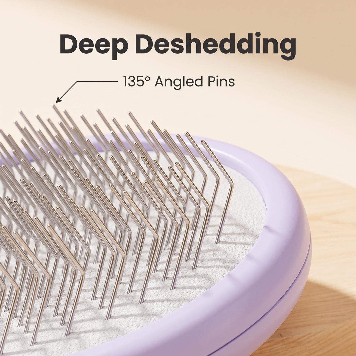 Premium Self-Cleaning Pet Grooming Brush | 135° Angled Stainless Steel Pins for Dogs & Cats | Gentle Deshedding & Coat Care Tool