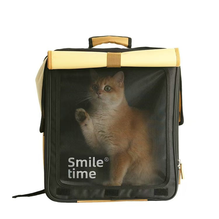 Smile Time Premium Cat Carrier Backpack for Cats & Small Dogs | Lightweight Foldable Pet Travel Bag with Breathable Mesh