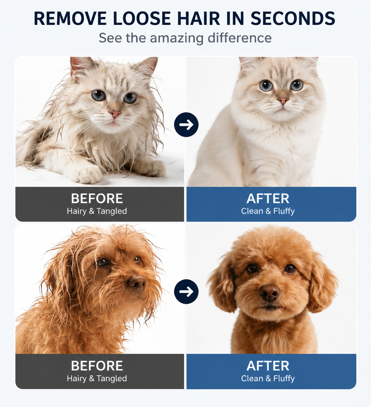 Gentle Self-Clean Grooming Brush for Long & Short Hair Dogs Cats