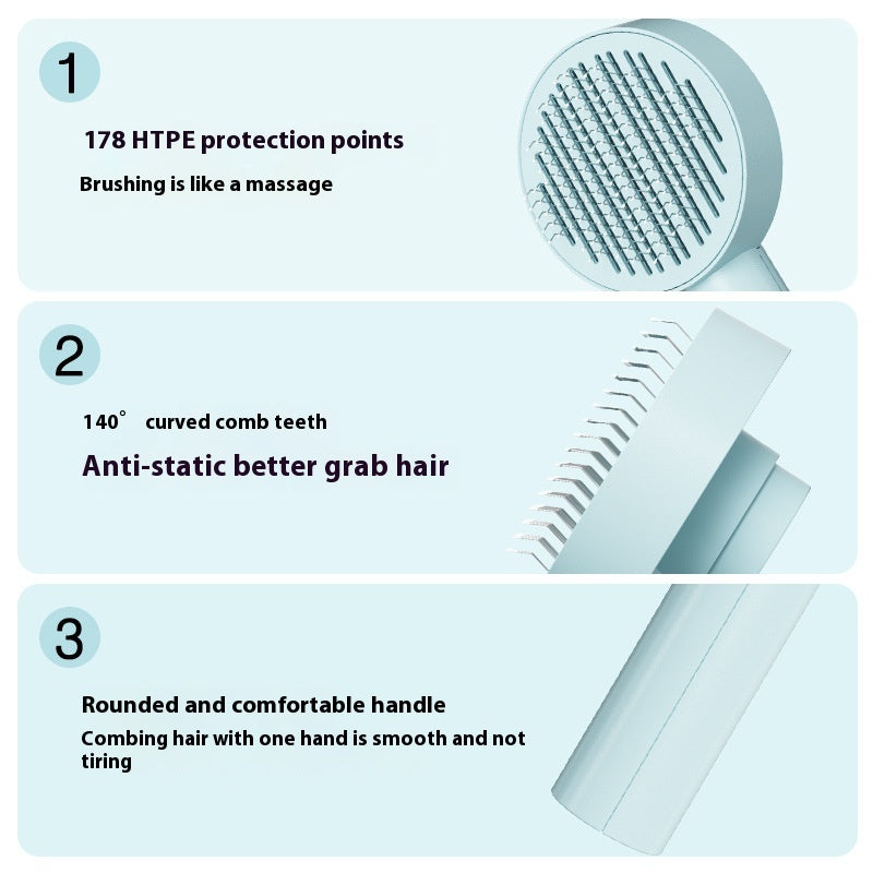 Self-Cleaning Pet Hair Brush for Dogs & Cats