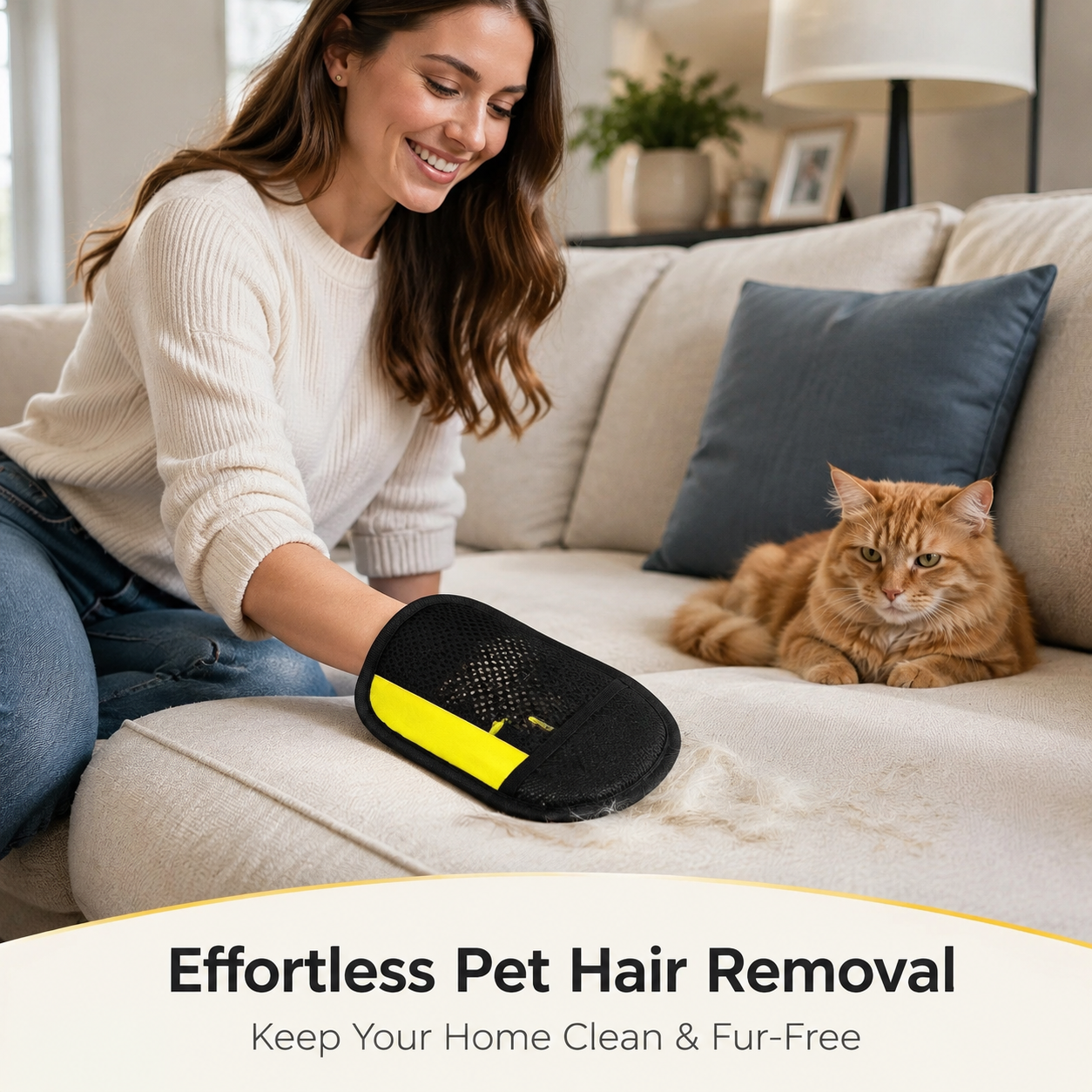 Static Pet Hair Remover Glove, Reusable Cleaning Mitt for Couch, Bedding, Clothing and Household Surfaces