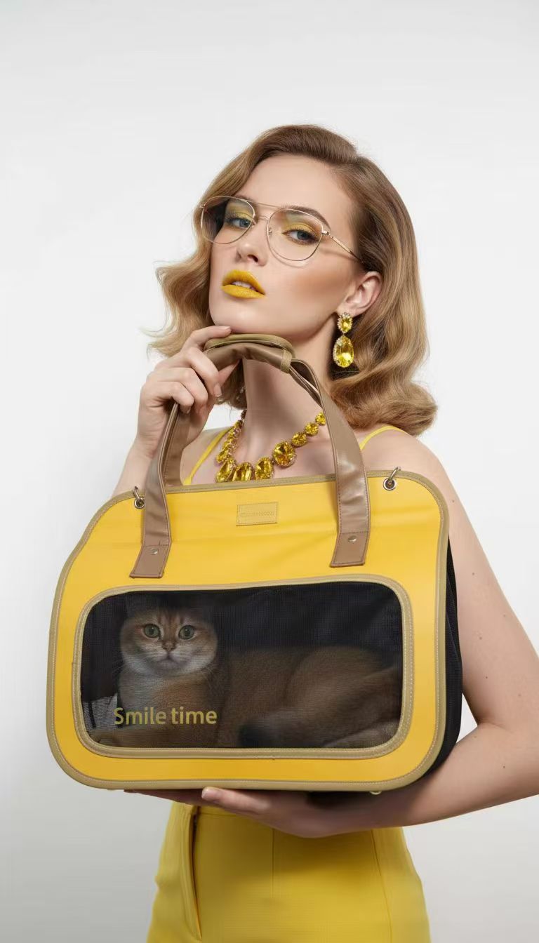 Luxury PU Leather Pet Carrier Bag for Cats & Small Dogs | Breathable Travel Tote with Large Window, Spacious Storage & Safety Design
