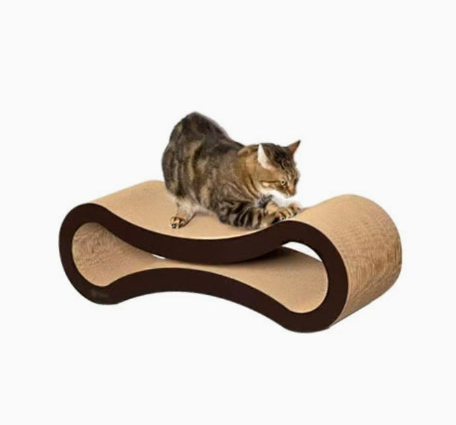Premium Figure-8 Cat Scratcher Lounge | Extra-Long Corrugated Cardboard Scratching Board for Indoor Cats, Modern Cat Bed & Scratcher
