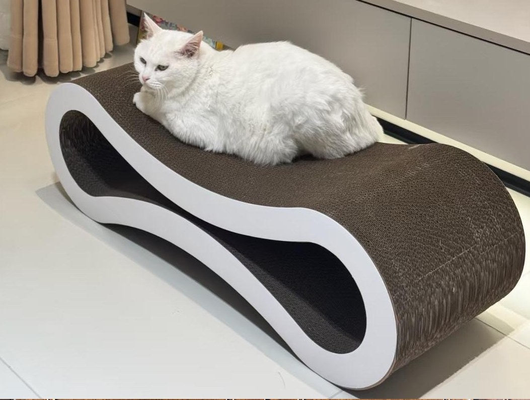 Premium Figure-8 Cat Scratcher Lounge | Extra-Long Corrugated Cardboard Scratching Board for Indoor Cats, Modern Cat Bed & Scratcher