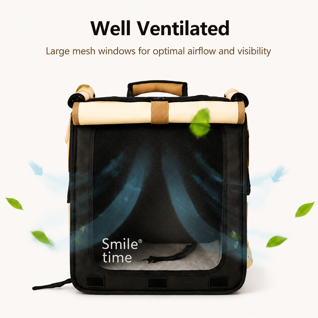 Smile Time Premium Cat Carrier Backpack for Cats & Small Dogs | Lightweight Foldable Pet Travel Bag with Breathable Mesh