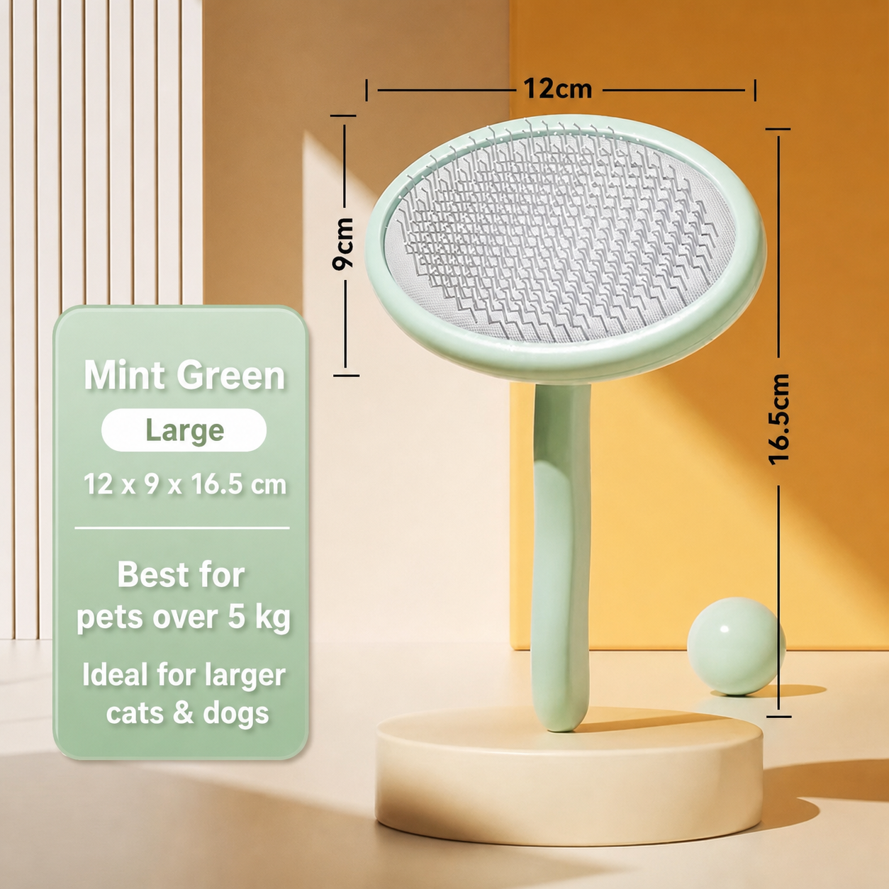 Premium Self-Cleaning Pet Grooming Brush | 135° Angled Stainless Steel Pins for Dogs & Cats | Gentle Deshedding & Coat Care Tool