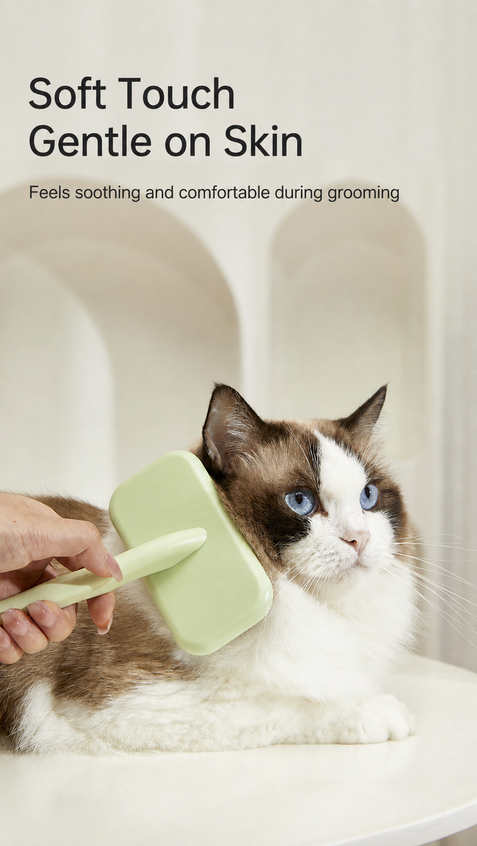 Premium Self-Cleaning Pet Grooming Brush | 135° Angled Stainless Steel Pins for Dogs & Cats | Gentle Deshedding & Coat Care Tool