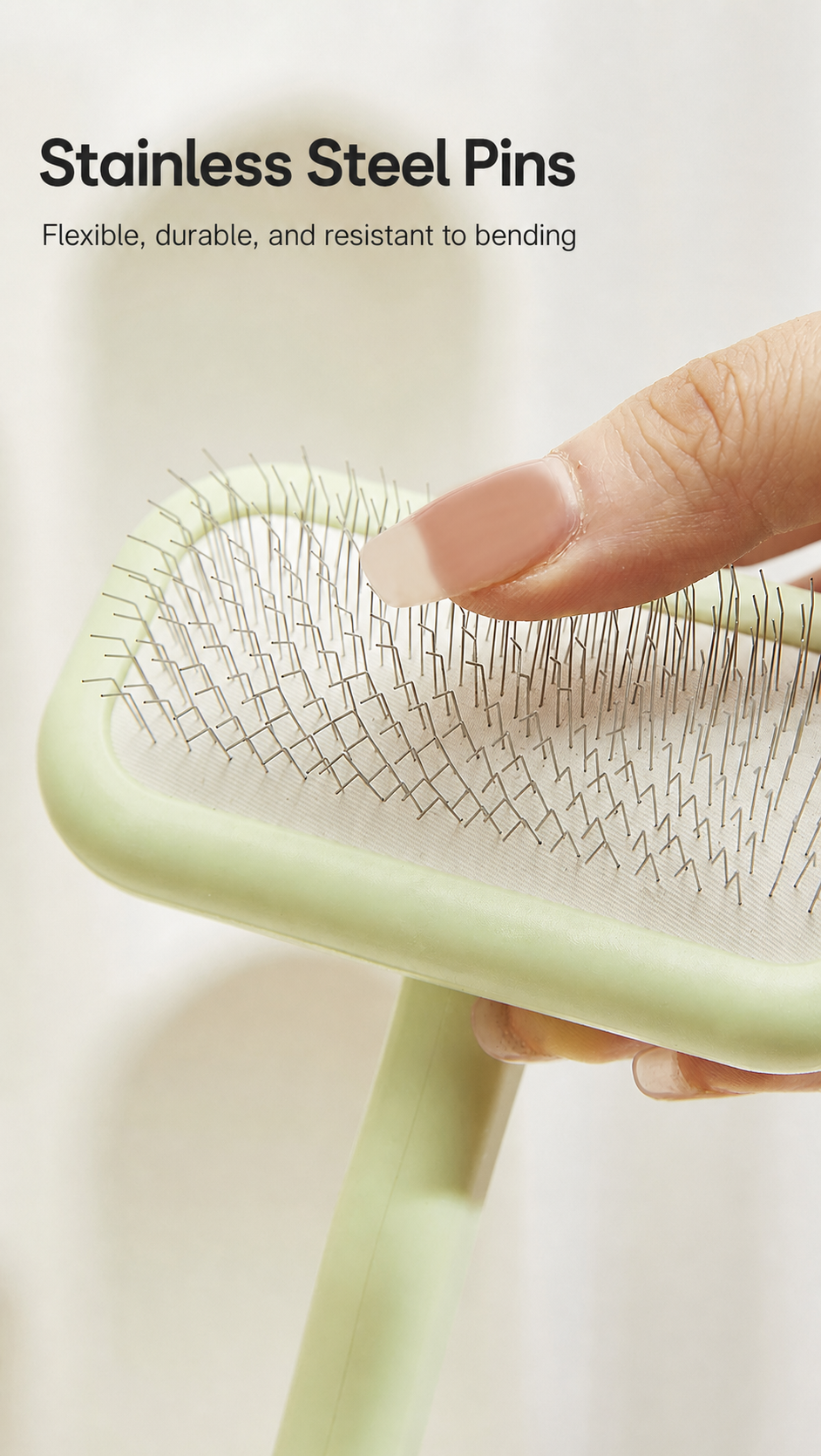 Premium Self-Cleaning Pet Grooming Brush | 135° Angled Stainless Steel Pins for Dogs & Cats | Gentle Deshedding & Coat Care Tool