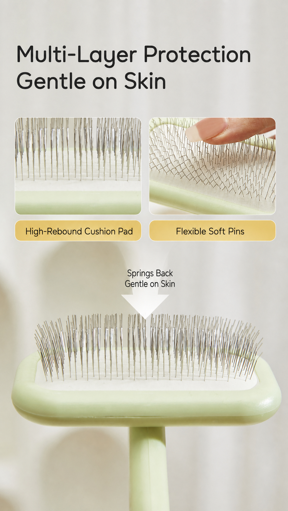Premium Self-Cleaning Pet Grooming Brush | 135° Angled Stainless Steel Pins for Dogs & Cats | Gentle Deshedding & Coat Care Tool