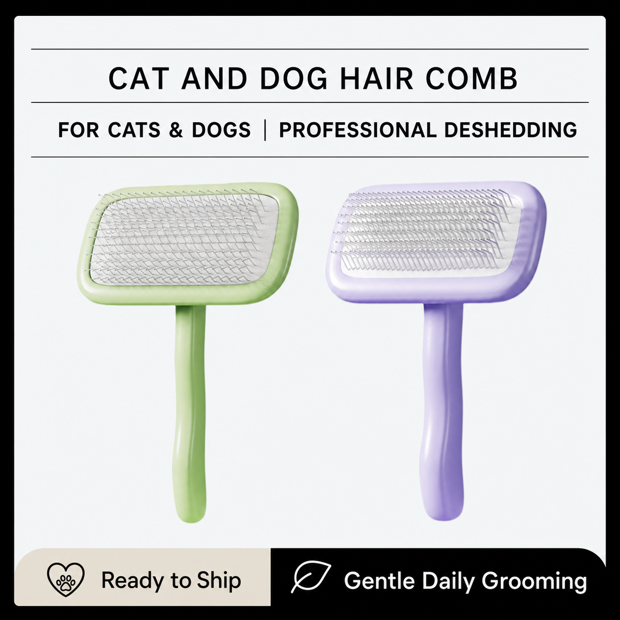 Premium Self-Cleaning Pet Grooming Brush | 135° Angled Stainless Steel Pins for Dogs & Cats | Gentle Deshedding & Coat Care Tool