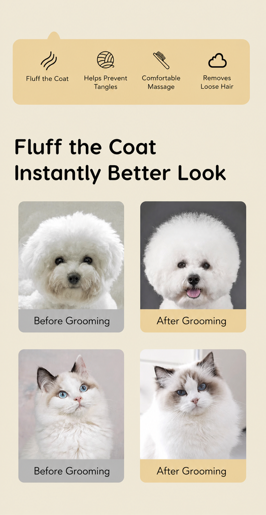 Gentle Detangling Brush for Dogs & Cats | Pain-Free Knot Remover for Long & Thick Coats